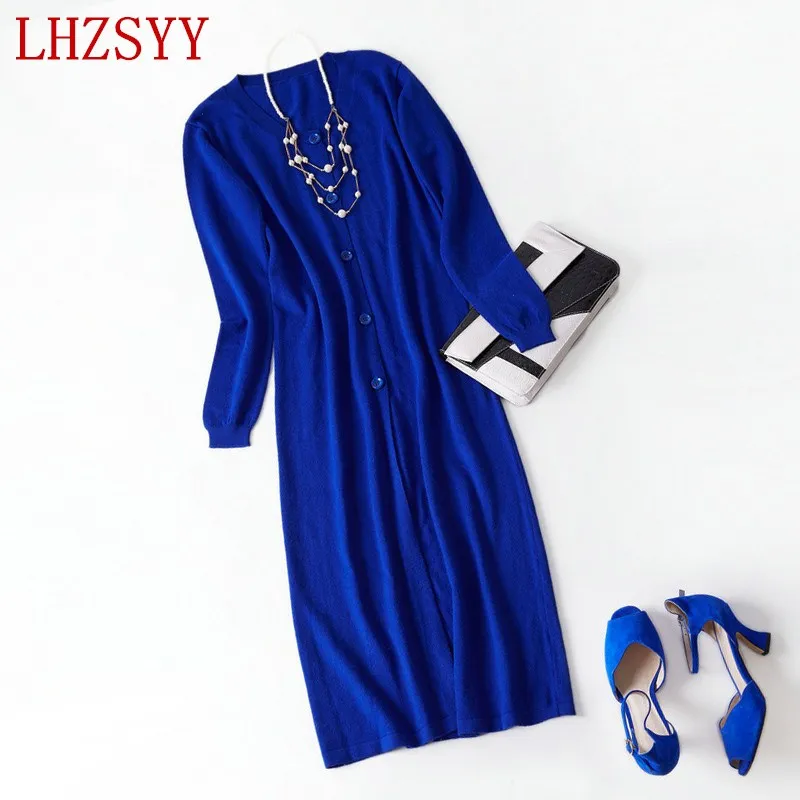 

2017 Spring and Autumn New Women long section Cashmere knit Cardigan Sweater coat wool Coat solid color Loose outside the ride