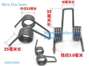 

Hot sales!! 2pcs/lot Spring Steel Wire Dia.3mm*Outer Dia.23mm Double twist spring Torsion spring Heteromorphic spring