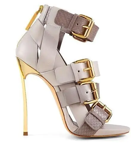 

Free Ship Designer Gold Buckle Peep Toe Ankle Boots Cut-out Gold Blade Heel Women Sandals Gladaitor Sandal Boots Size 34-41