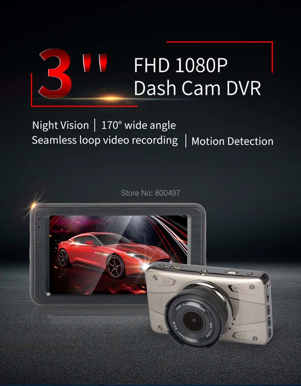 Автомобильный видеорегистратор FHD 1080P " 170 градусов ips видеорегистратор с двойным объективом g-сенсор парковочное Обнаружение движения камера ночного видения