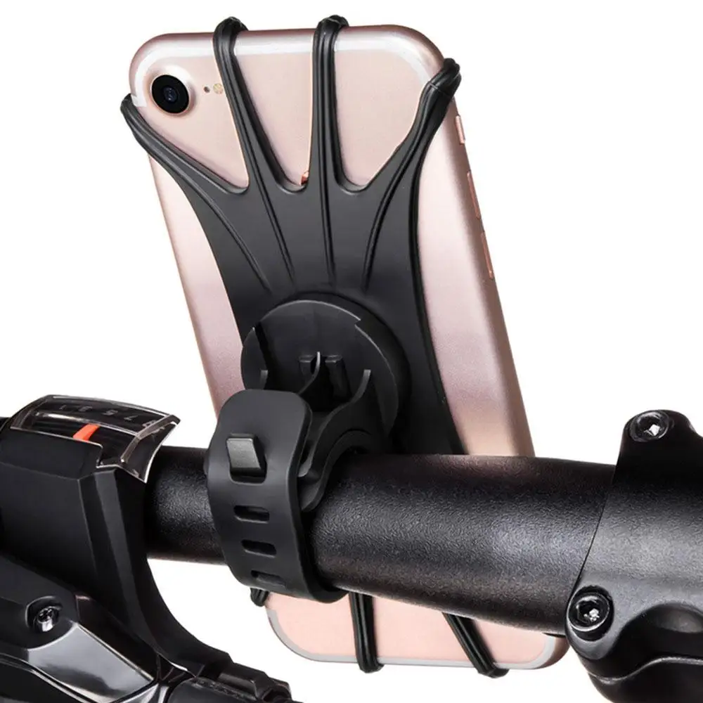 Discount Bicycle Phone Holder Navigation Bracket Silicone Black Outdoor Product Bike Part Movement Bicycle Handbar Clip Mountain Bike 2