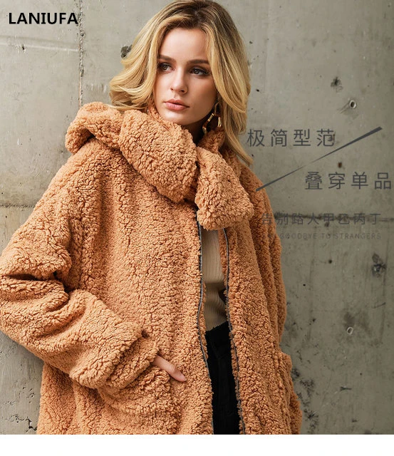 

Winter Solid Coat Women Winter Loose Warm snow Outwear Women Casual zipper Jumper Women Blend Coat Faux fur Ladies mujer Y722