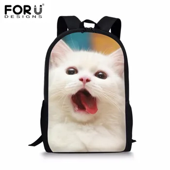 

FORUDESIGNS Cute 3D Animal Cat Printed School Backpacks for Student Children Girls 16 inch Rucksacks Travel Bags Women Mochila