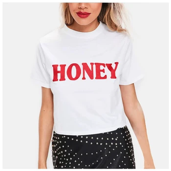 

Honeymoon Wear Fitness Women Summer Vetement Femme 2019 Honey Top Yellow Tshirt Basic Cotton T Shirt Short Sleeve Kawaii Sexy
