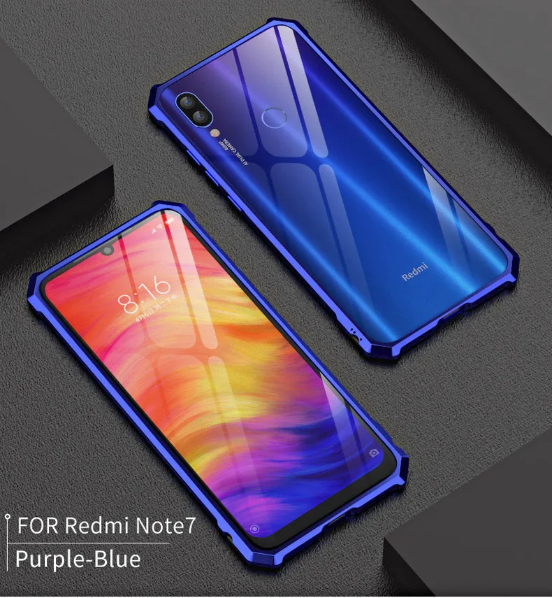 Роскошный металлический бампер для Red mi Note 7 Чехол для боковой задней панели телефона для Xiao mi red mi Note 7 Pro Global чехол оригинальная алюминиевая рамка