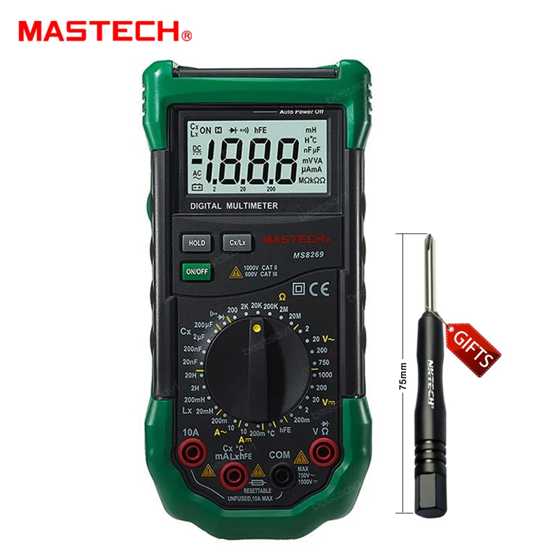 

Mastech MS8269 3 1/2 Digital Multimeter LCR Meter AC/DC Voltage Current multifunctionTester Inductance Detector