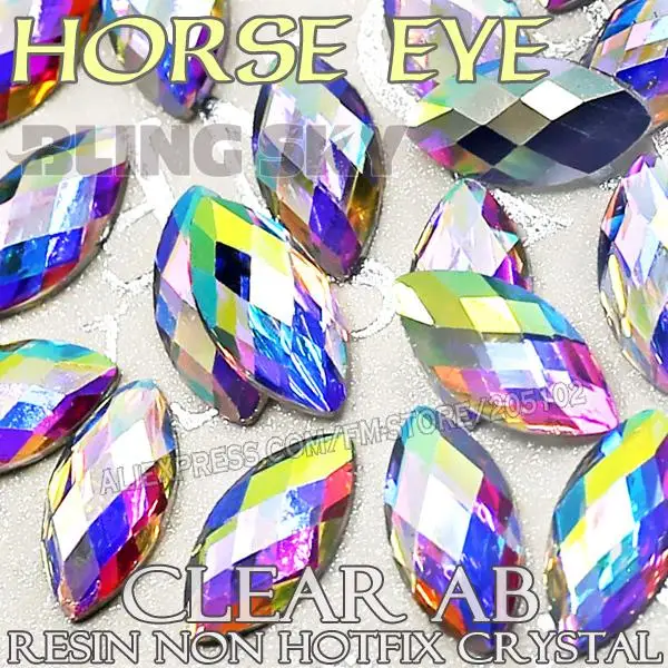 

4x8mm 500Pcs/Lot Nail Art Clear AB Horse Eye Resin Crystals Non Hotfix Flatback Rhinestones glitters Bling for 3D Nails Stones