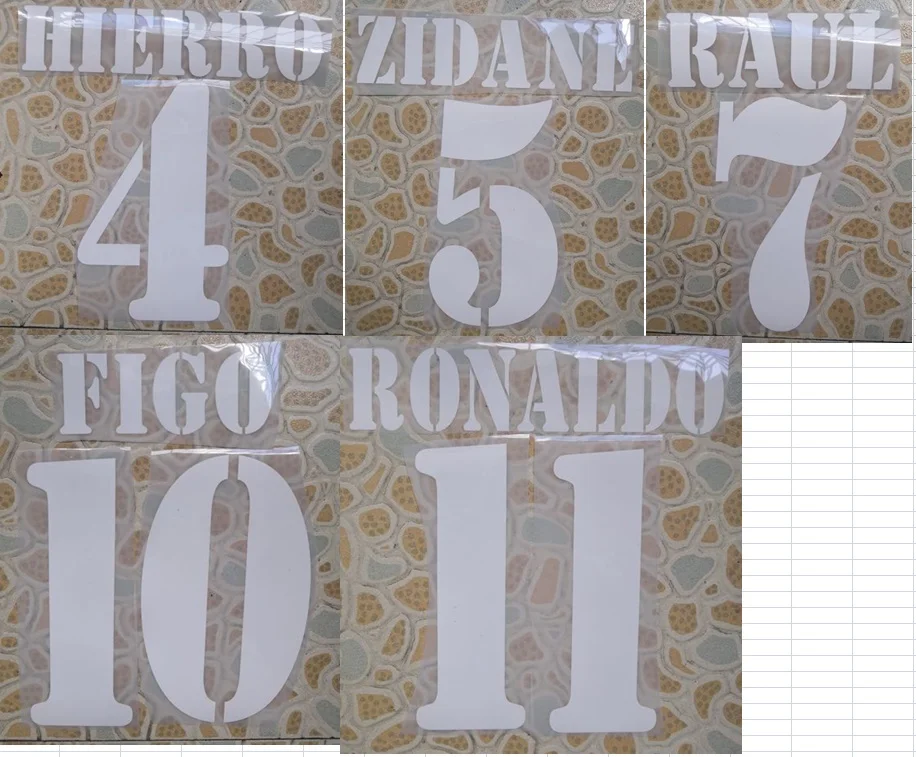 

2000-2003 Retro away ZIDANE FIGO RONALDO RAUL HIERRO name numbering nameset soccer patch soccer badge