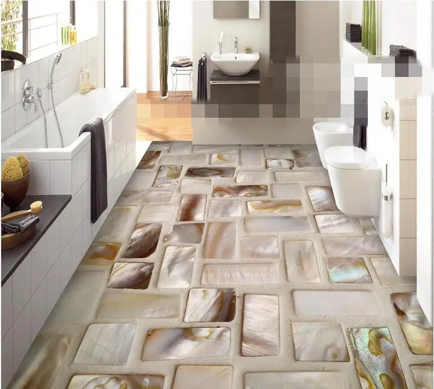 

Custom 3d Flooring PVC Mural Wallpaper Wear Non-slip Waterproof Bathroom Self-adhesive Color Mosaic Art Wall Murals Color