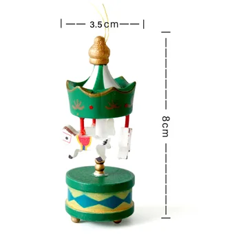 

6 Pcs/Set Christmas Ornaments Cute Carrousel Merry-go-round Wood Craft DIY Home Desktop Decoration For Kids Toys Gifts PAK55