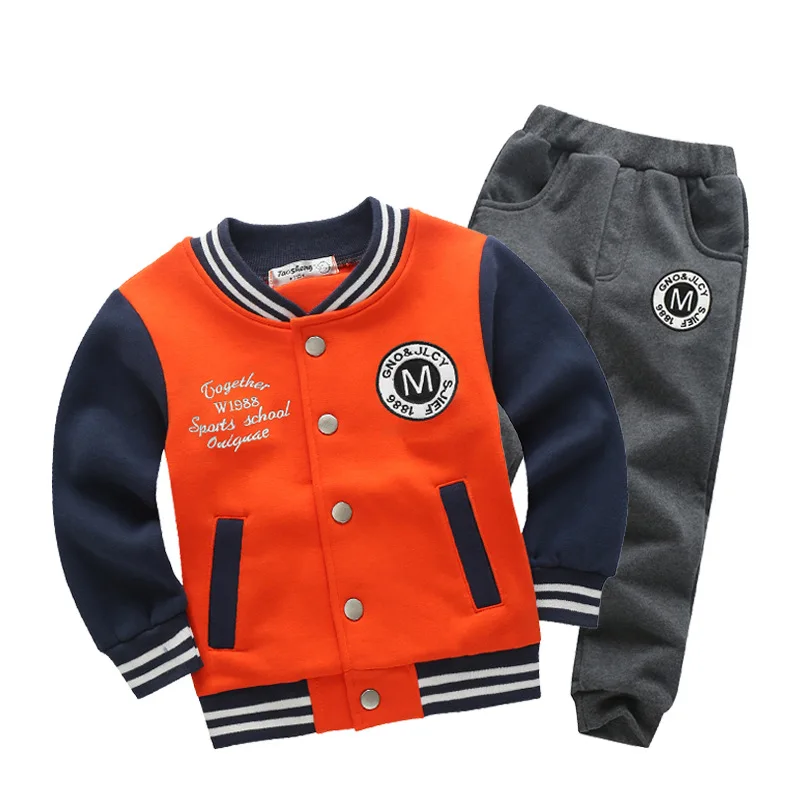 Обувь для мальчиков Комплекты одежды для девочек 2018 осень Детское пальто с надписью студент Бейсбол wea детская куртка + Штаны комплекты