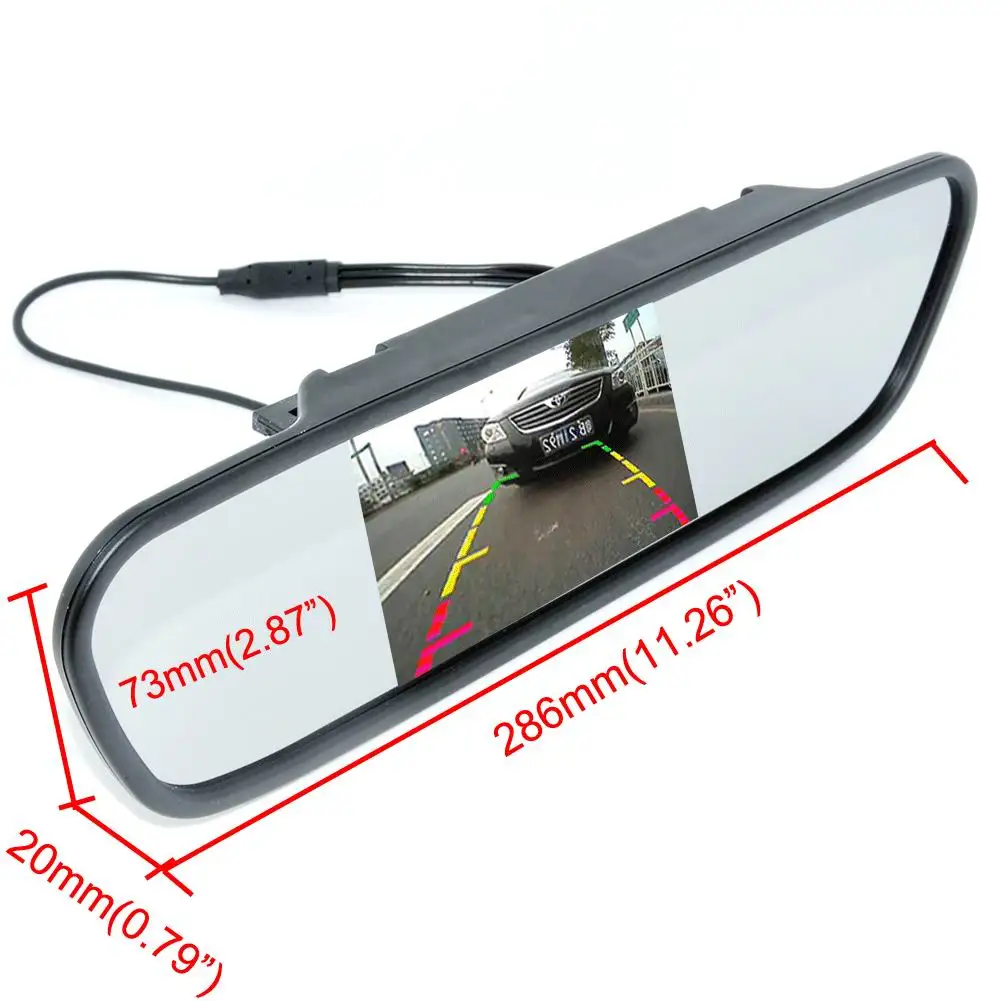 Автомобильное зеркало заднего вида для парковки 4," цветной цифровой ЖК-дисплей монитор для системы парковки заднего вида резервная камера