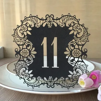 

10pcs Glossy metal pearl paper Wedding Table Number Table Cards Laser Cut Card custom Numbers Event party Decoration Supplier