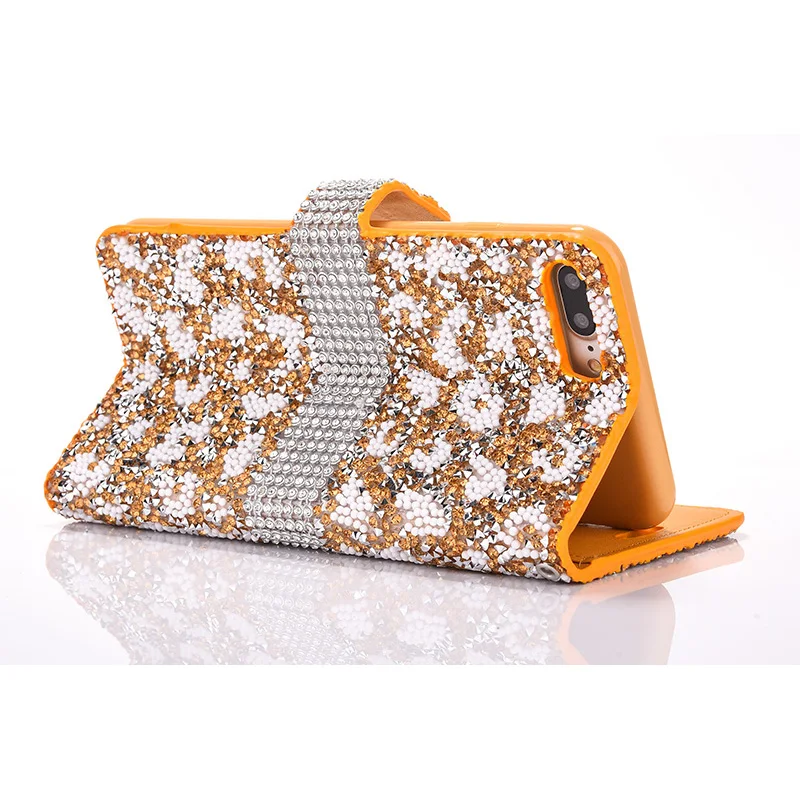 Leopard diamond rhinestone leather case iphone 6 6s 7 8 plus (15)