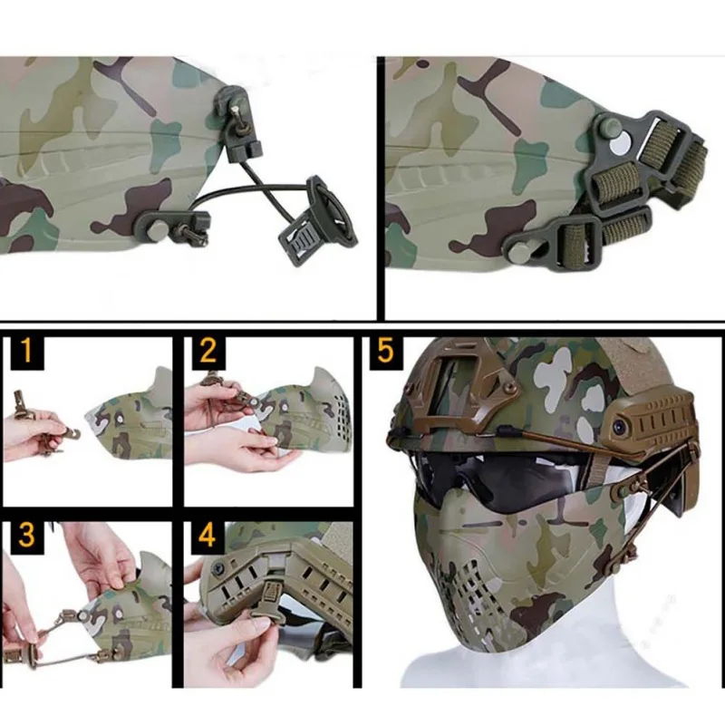 Тактическая защитная сетка на пол-лица маски для страйкбола охота стрельба военная маска вечерние костюмы Опора CS красочные тактические маски