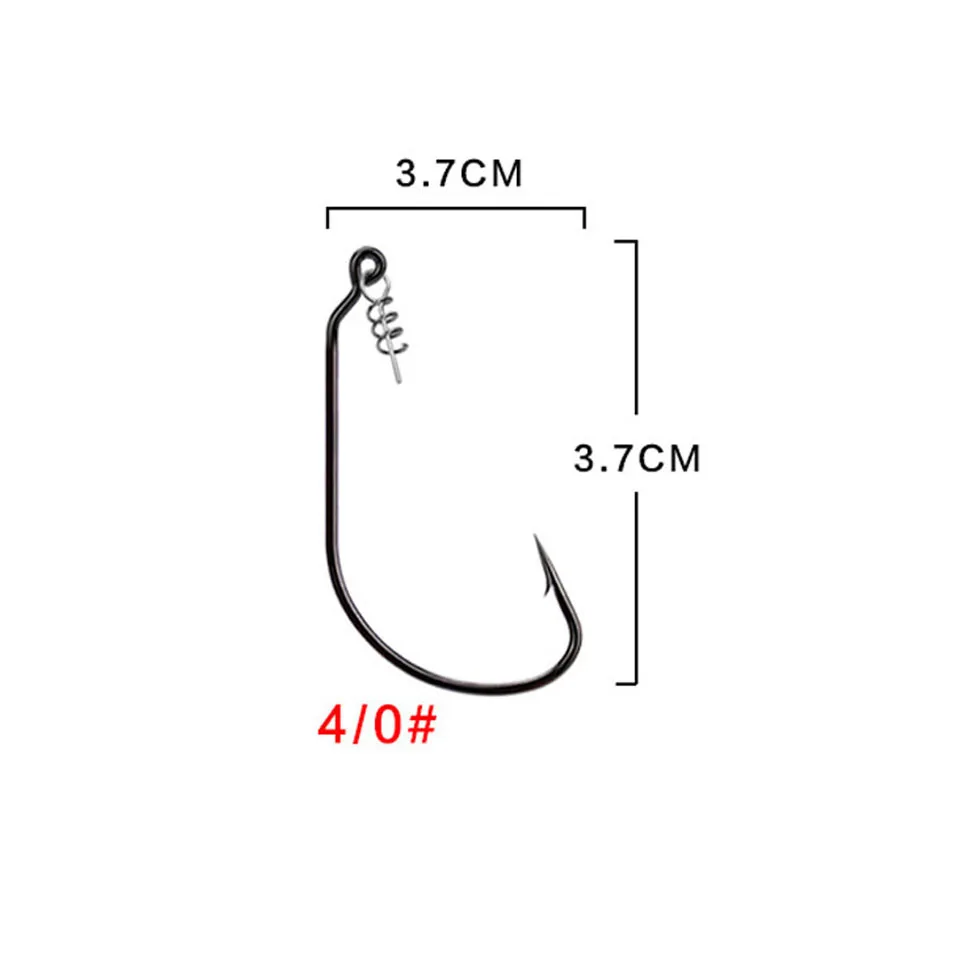 Loogdeel 10 шт./лот крючок под червя с замком стежка Мягкая приманка один Крючки Grub рыболовный крючок Texas Rig аксессуары - Цвет: 4-0