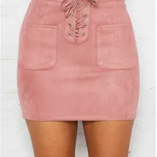 Пикантная Женская Клубная юбка из искусственной кожи с завышенной талией, Бандажное, обтягивающее, изящное, с карманами, вечерние, Короткие мини-юбки-карандаш