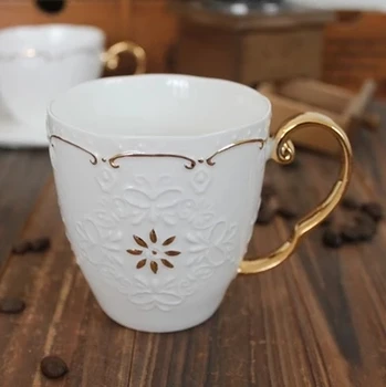 

Drankwaer A European style coffee cup ceramic hanging ear relief butterfly lace Free shipping