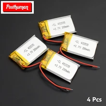 POSTHUMAN Polymer Lithium Battery 3.7 V 402030 042030 200mah Rechargeable Batteries for MP3 MP4 Watches Toy Cell Phone GPS polymer lithium battery 3 7v 602535 062535 600mah mp3 mp4 gps battery rechargeable batteries