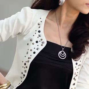 Mr.nut Fashion OL commuter rivet jacket Hot drilling small suit Short jacket female  Solid  Hidden Breasted  woman clothes