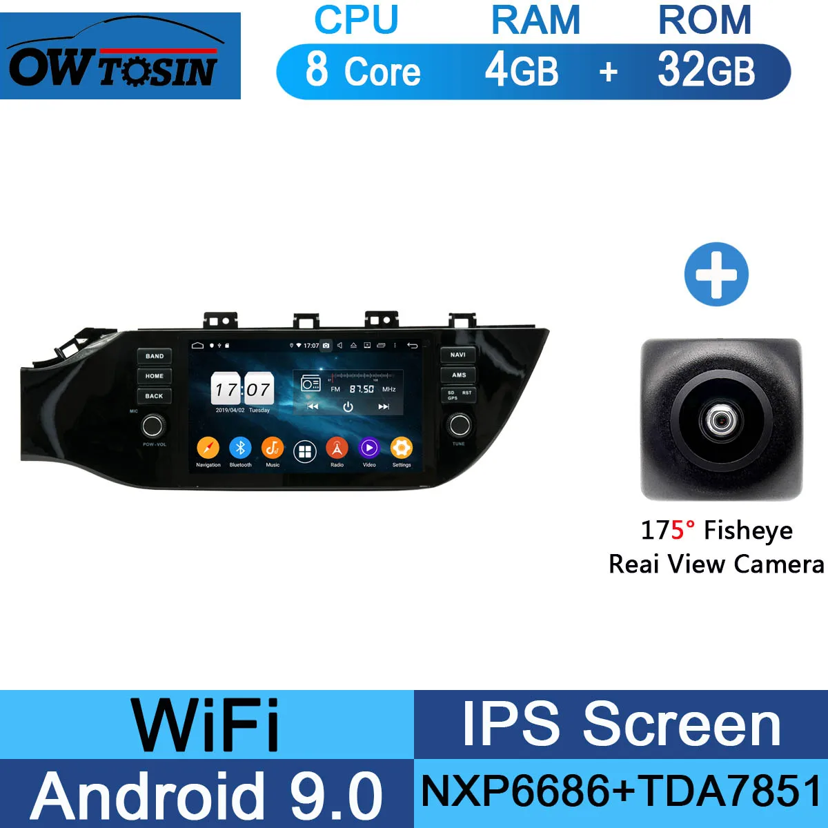 Octa Core Android 8,0/4 ядра Android 8,1 Автомобильный DVD плеер для KIA RIO K2 KIA K2 автомобильное радио Мультимедиа Bluetooth gps - Цвет: 32G Fisheye Camera
