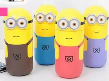 

1PC Creative cartoon cute Minions couples bottle convenient seal water bottle high temperature glass random color KL 3083