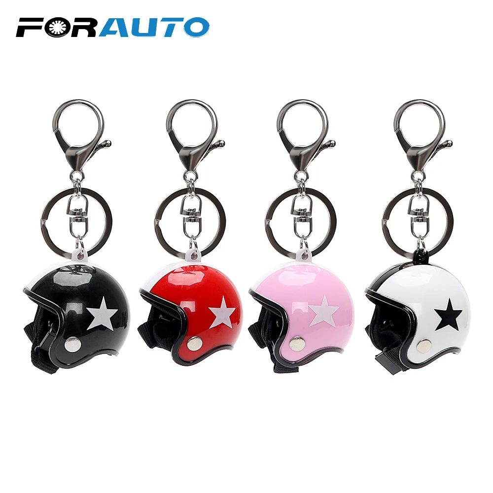 

FORAUTO Metal Key Rings Car Auto Keychain Keyfob Car Accessories Key Chain Car Styling Five-star Motorcycle Safety Helmets