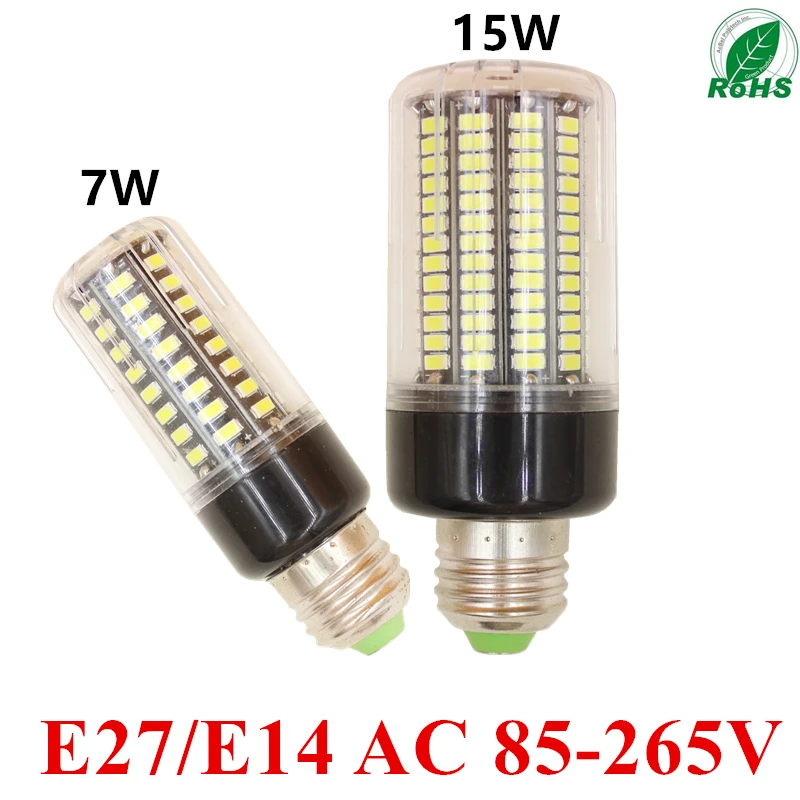 

High power led lamp E27 E14 5W 7W 9W 12W 15W SMD5736 AC 85-265V led corn Light lamp Warm white / white Free shipping