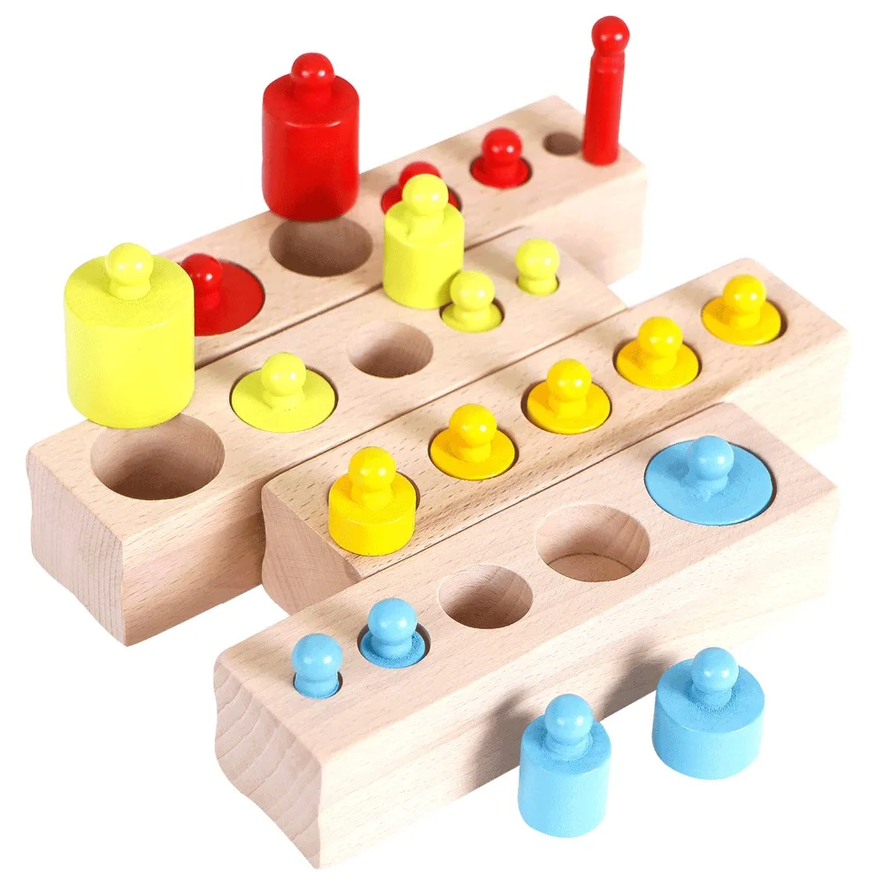 

BBK Montessori Materials Baby Wooden Toys Colorful Socket Cylinder Block For Children Educational Preschool Early Learning Toy