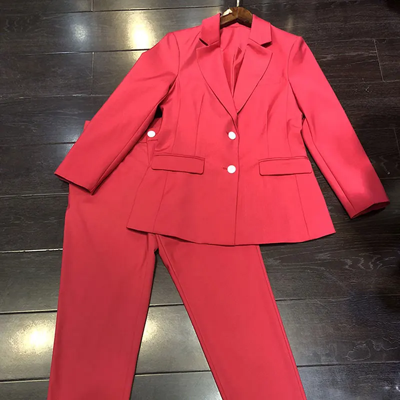 2019 Lente Herfst Vrouwen Elegante Effen Pak Broek Set Office Lady Werk Business Enkele Breasted Blazer Jas + Broek Set y272 2019 Lente Herfst Vrouwen Elegante Effen Pak Broek Set Office Lady Werk Business Enkele Breasted Blazer Jas + Broek Set y272