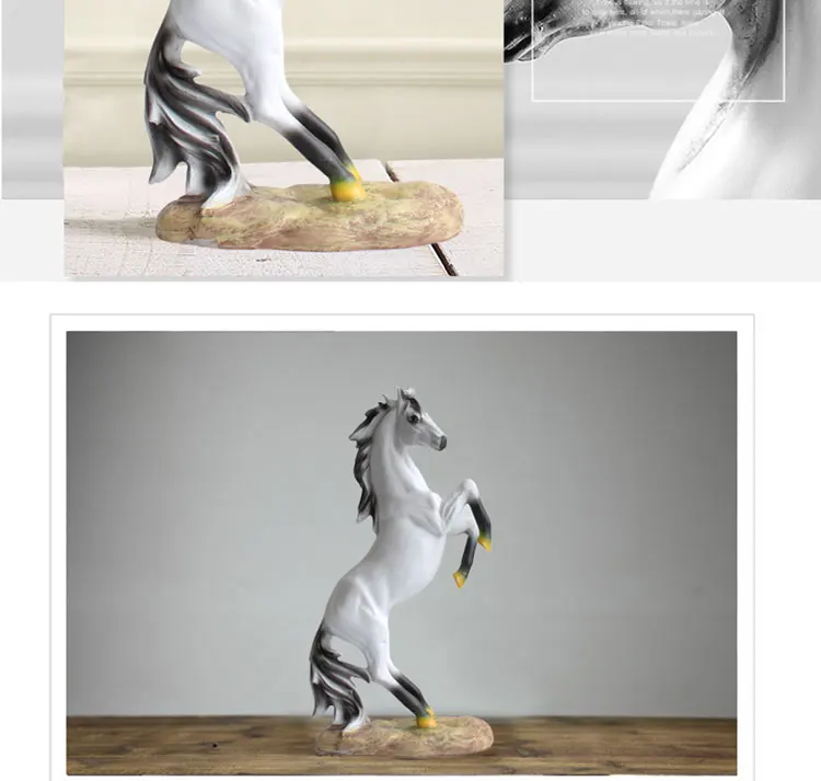 Новогодняя статуя лошади, домашний декор, ремесла, винтажная статуэтка лошади из смолы, миниатюрная фигурка белого коня для офиса, бара, украшения для животных, распродажа