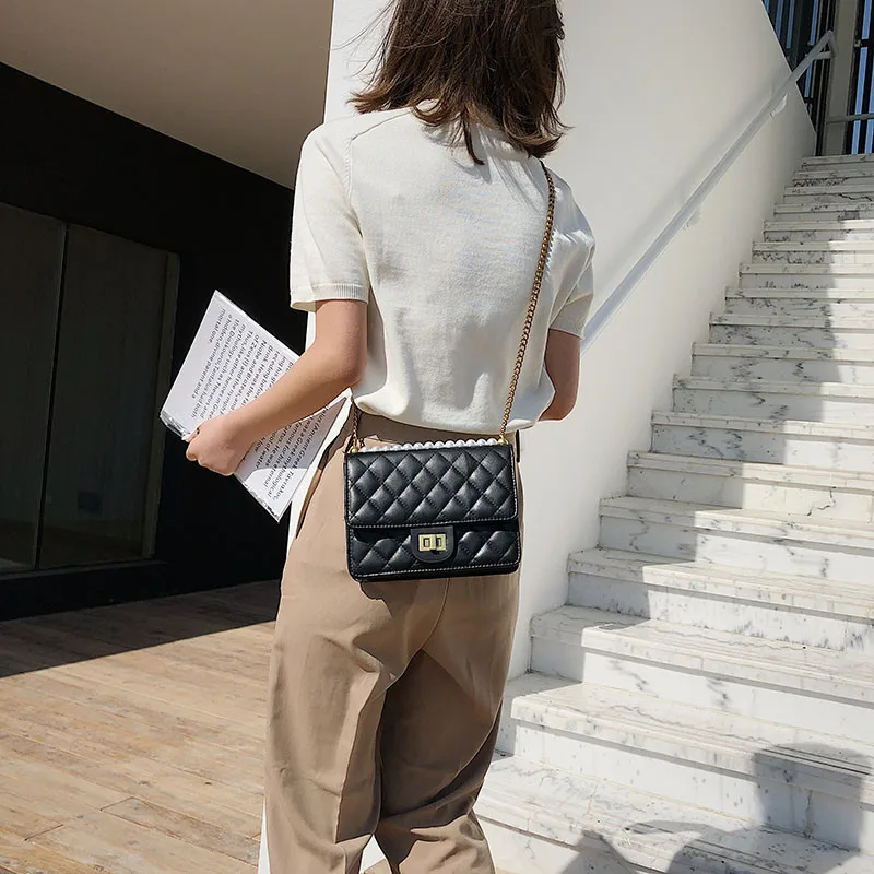 

2019 New Ins Fashion Crossbody Shoulder Bags for Women Luxury PU Leather Pearl Beaded Plaid Wild Messenger Bag Mini Female Tote
