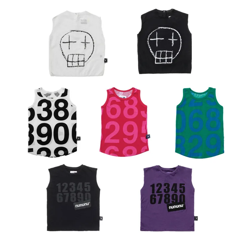 

2019 Nununu Kids Clothes Children Unisex Summer Vest Kids Boys/girls Digital Pattern Clothing Toddler Summer Sleeveless T Shirt