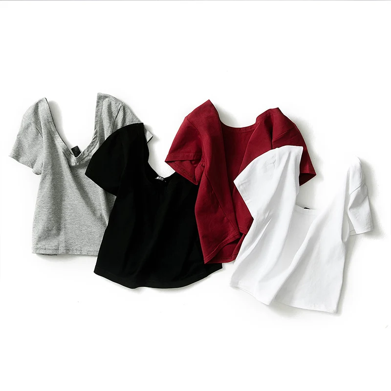 2019 Fashion Summer Kawaii Solid T Shirts Women Short Sleeve Tops Tees Casual Female Crop Top O-Neck Sexy T-shirt 2019 Fashion Summer Kawaii Solid T Shirts Women Short Sleeve Tops Tees Casual Female Crop Top O-Neck Sexy T-shirt