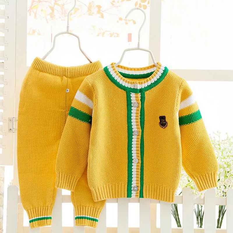 

VORO BEVE Baby Fashion Spring Autumn Children Sets Sweaters Tops Pants Boy Girl Knit Clothing Set