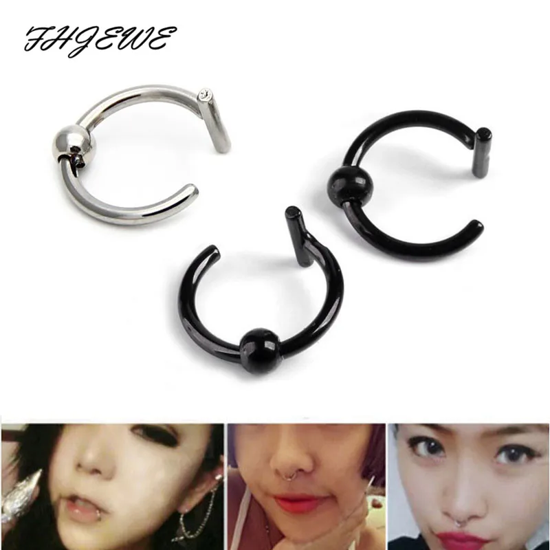 10pcs Punk Clip On Fake Nose Open Hoop Ring Lip Earring Ring Body Piercing New