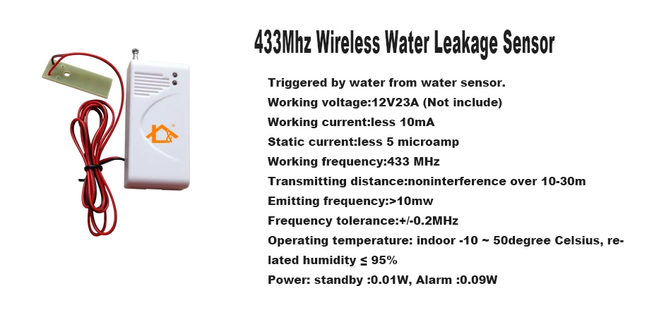 1 шт. беспроводной датчик утечки воды детектор 433 МГц без батареи