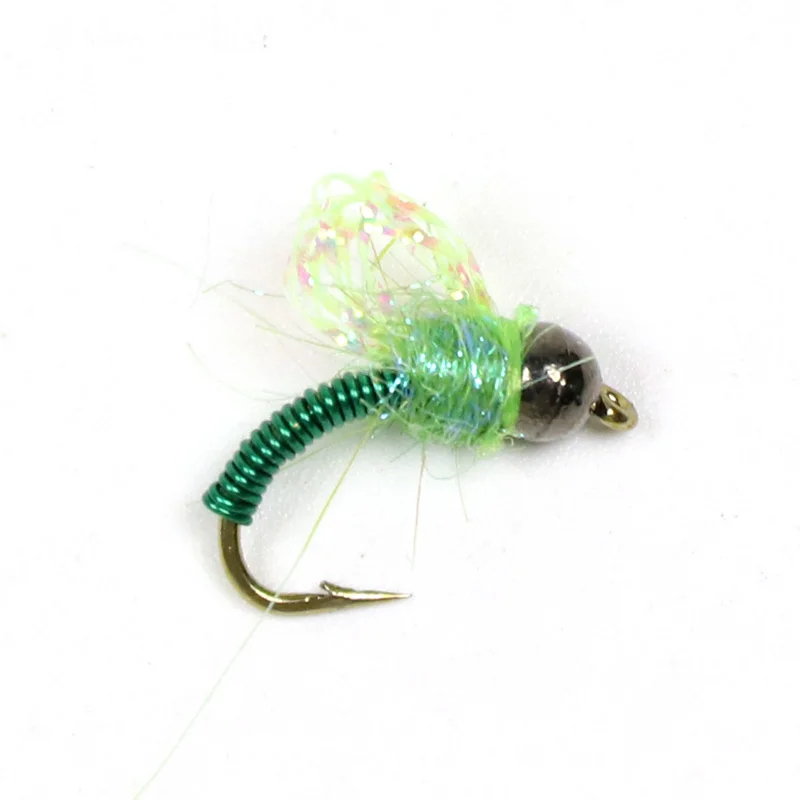 Bimoo 6PCS 14 Tungsten Bead Head Copper Wire Baetis Nymph Fly Trout