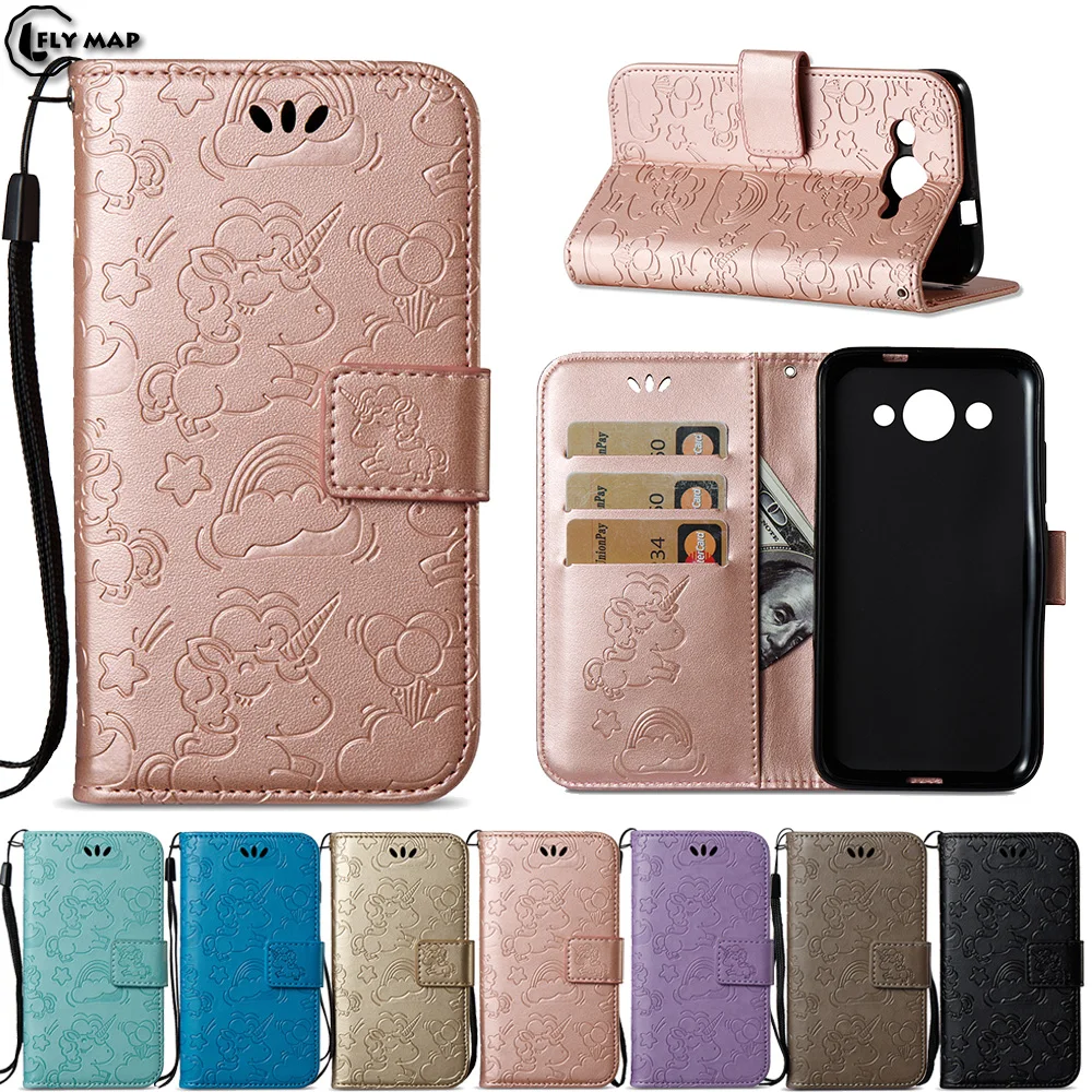 Unicorn Flip Cover For Huawei Y3 2017 Case Wallet Phone Shell Bag For Y5 Lite 2017 CRO-U00 CRO-L22 CRO L02 L03 L23 U00 L22 3 Y