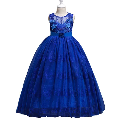 4 14 Years Kids Dress for Girls Wedding Tulle Lace Long Girl party Dress Elegant Princess