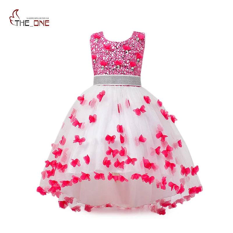 

MUABABY Children Girls Princess Party Dress Appliques Asymmetrical New Polyester Ball Gown Bohemian Fantasy Wedding Party Dress