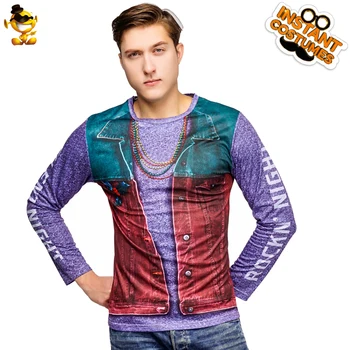 

Adult Men's Rock Night 3 D Printing T-shirt Clothes Performance Carnival Party Long Sleeve Shirt T-shirt Costume