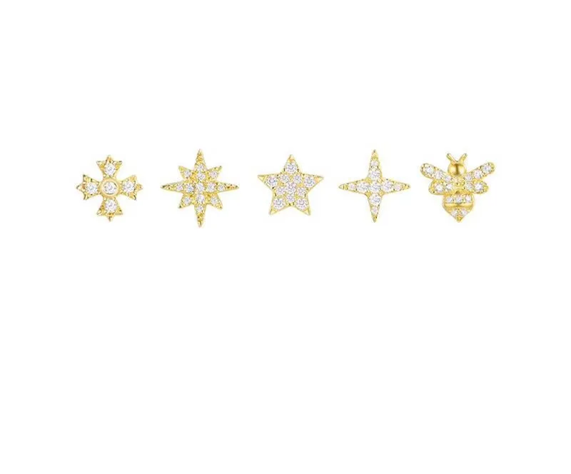 

ZOZIRI fashion designer cross star bee turtle love heart earrings studs mini shape zircon cz earrings for girls monaco jewelry