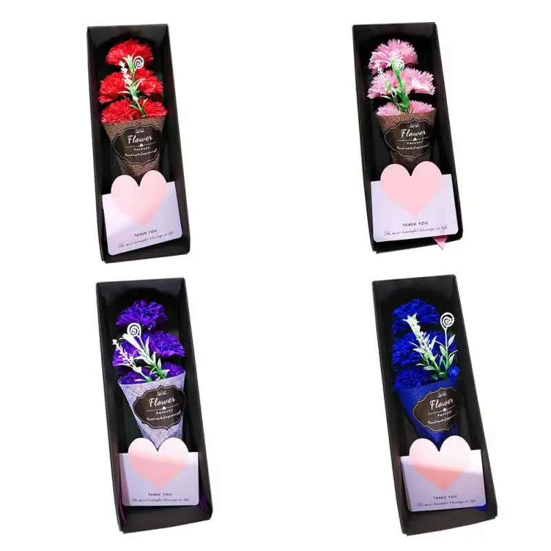 

5pcs/lot Artificial Carnation Soap Bouquet Flowers Gift Box Package Artificial Flower Mother's Day Teacher's Day Gift Home Decor