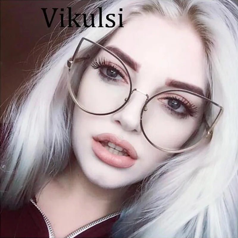 

Luxury Oversiezd Cat Eye Eyelasses Optics Frame Brand Design Clear Glasses Women Big Optical Eyeglasses Frame Eyewear For Female