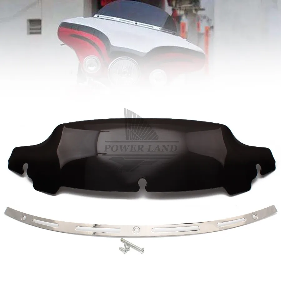 4.5" Dark Smoke Motorcycle Windscreen + Edge Cut Windshield Trim case