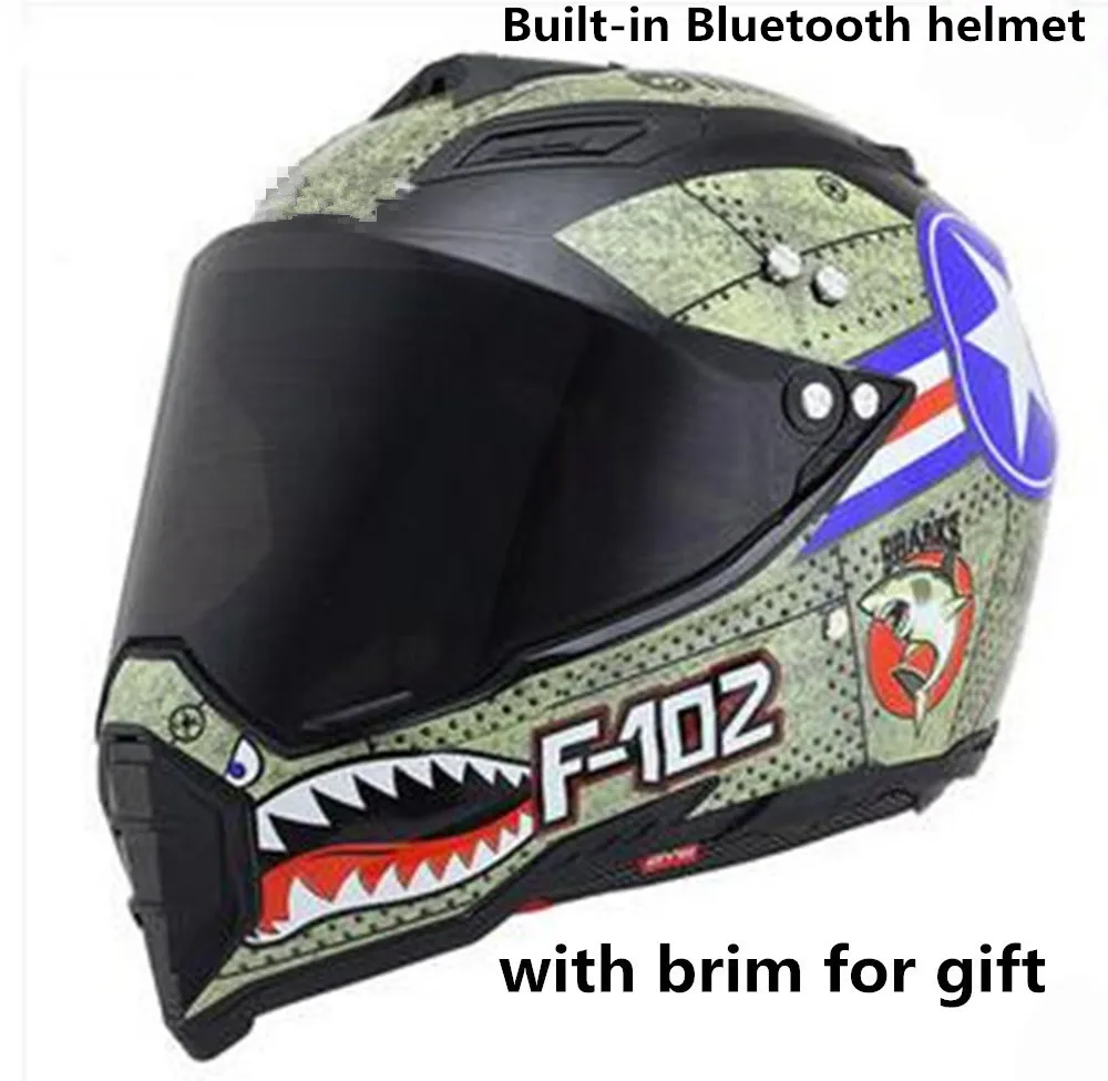 Motorcycle Bluetooth Helmets Full Face Helmet,Built-in Integrated Intercom Communication System FM radio,L size,Matte Black - Color: bluetooth helmet