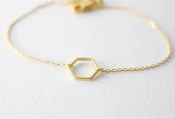 

10PCS- Fashion Simple Hollow Line Hexagon Bracelet Cut Out Open Sexangle Bracelets Geometric Jewelry for Women