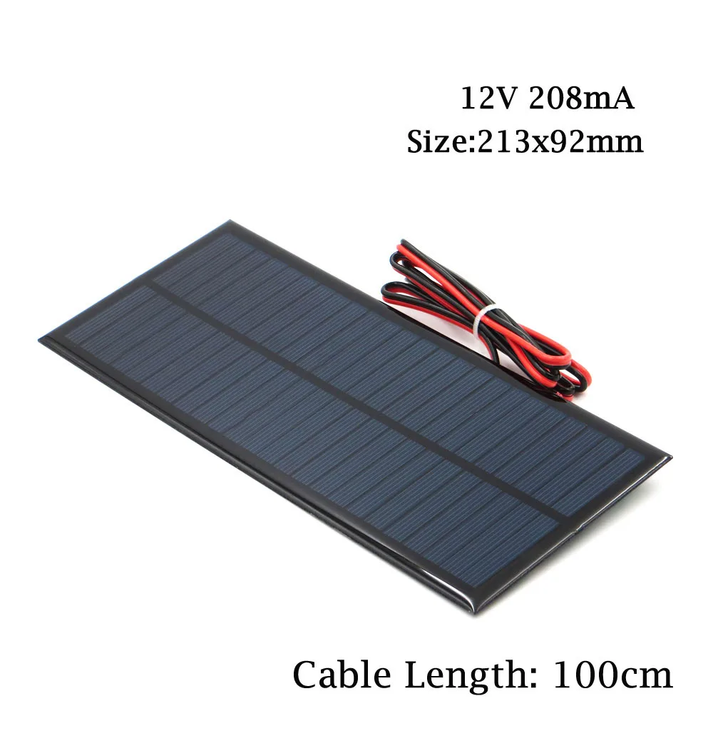 12V 208mA DC 12 В Солнечная Панель зарядное устройство Мини Солнечная система DIY для батареи сотового телефона автобуса автомобиля 1,8 Вт 1,92 Вт 2 Вт 2,5 Вт 3 Вт 1,5 Вт 5 Вт - Цвет: 12V 208mA