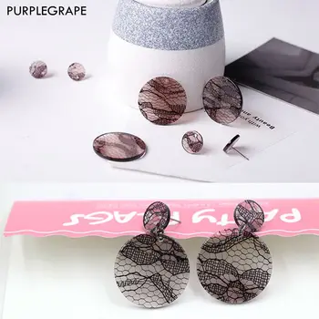 

PURPLEGRAPE DIY lace pattern round material bag homemade ear accessories plumbing handmade earrings sexy one pack 2
